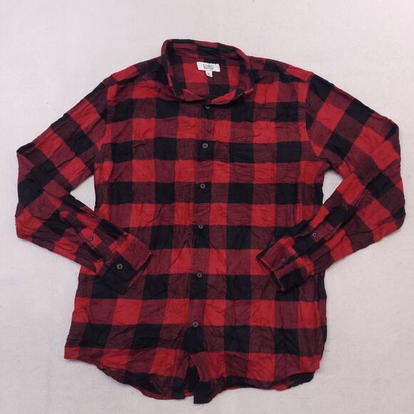 Croft & Barrow Buffalo Check Flannel Button Up Shirt Mens Size Medium M Red - Picture 2 of 10